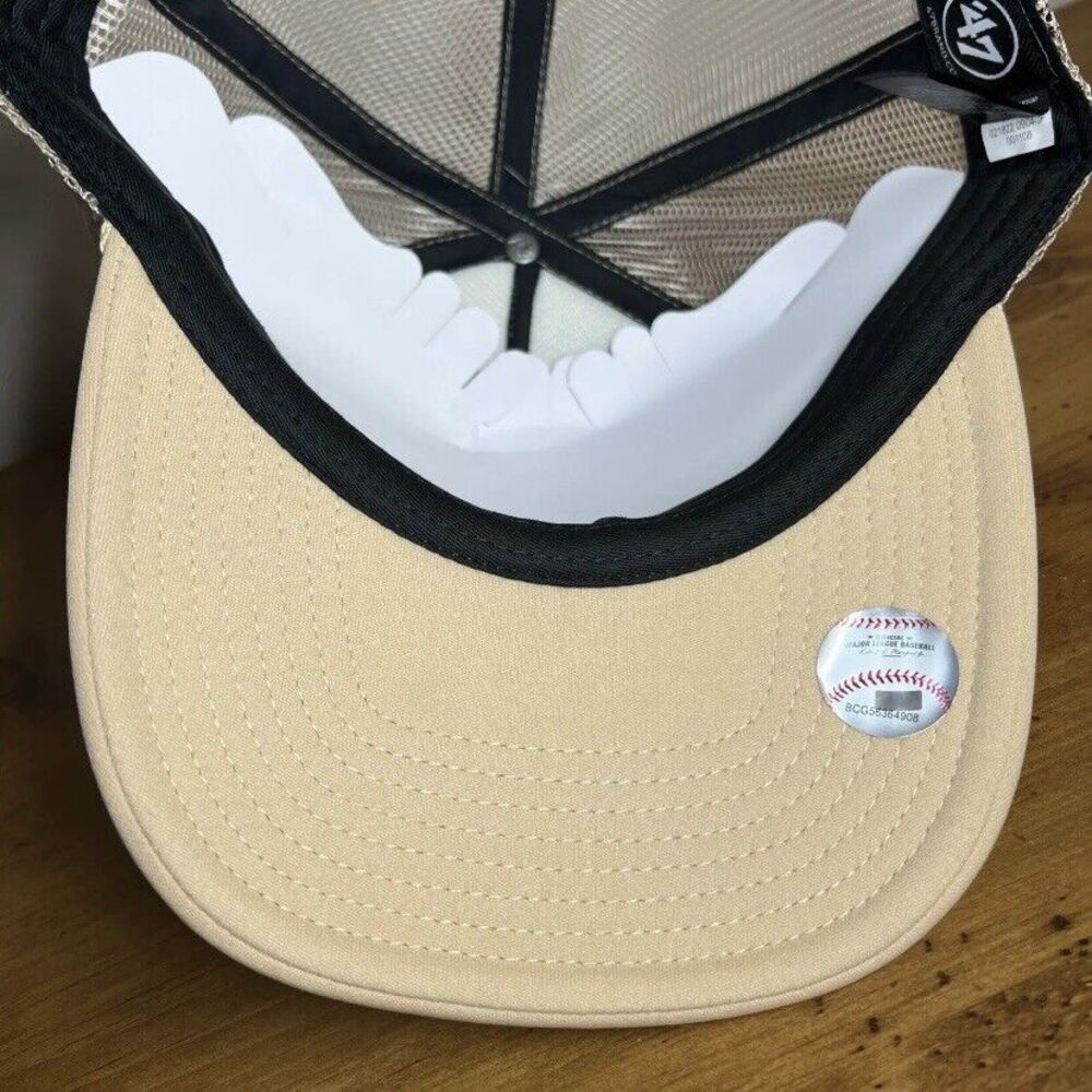 '47 Brand New York Yankees Trucker Snapback Baseball Hat Cap Beige Sand Tan NEW - Picture 6 of 8